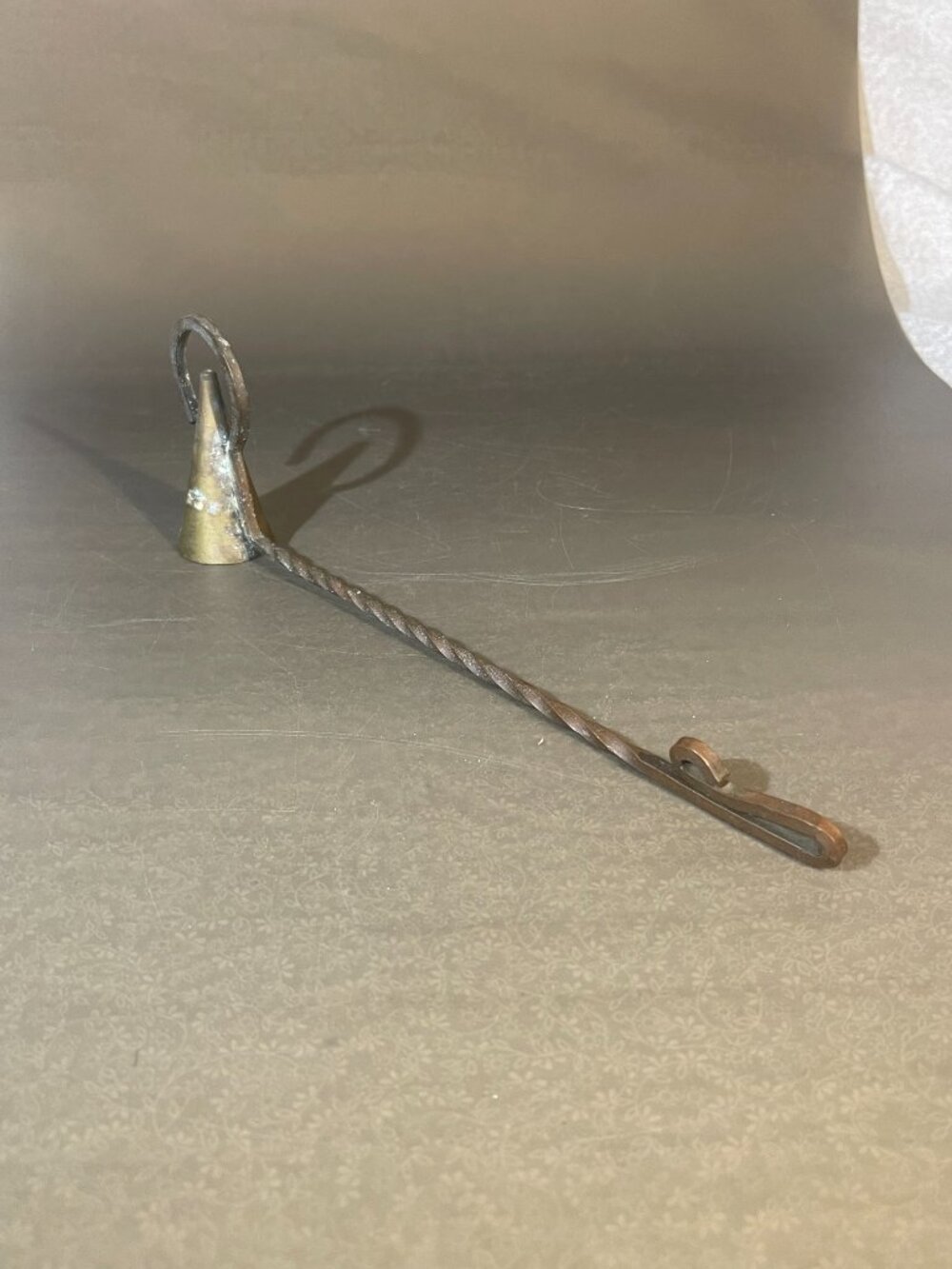 Vintage Brass Candle Snuffer Twisted Handle 10" (inv#1983)